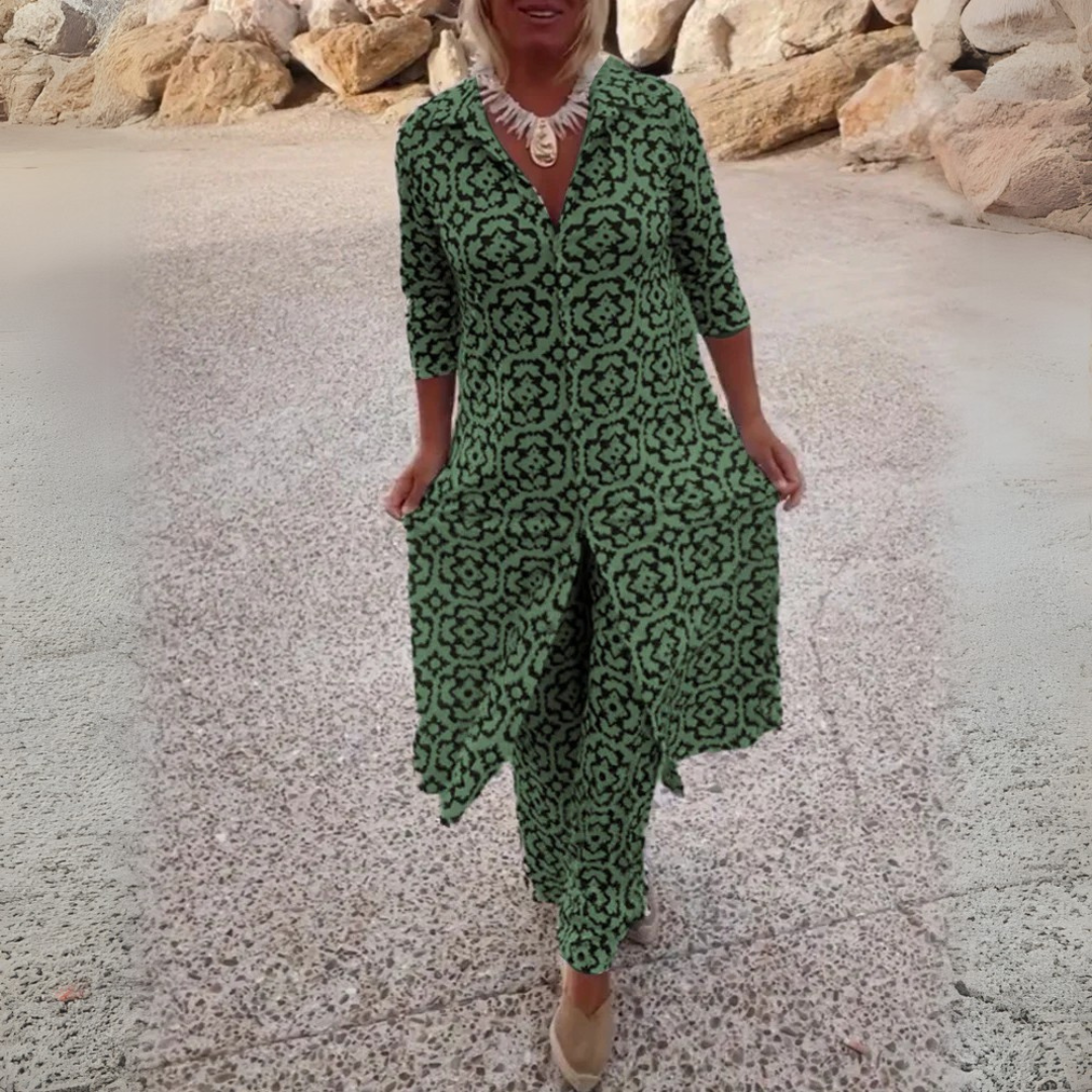 Vestido Estampado + Pantalon a juego Gratis