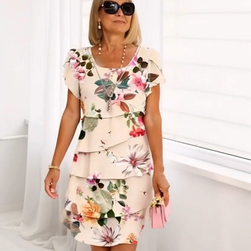 Vestido cascada estampado floral multiplanta