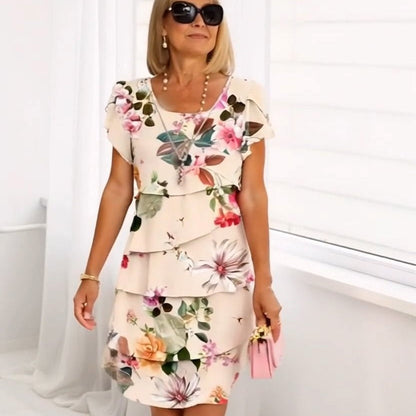 Vestido cascada estampado floral multiplanta