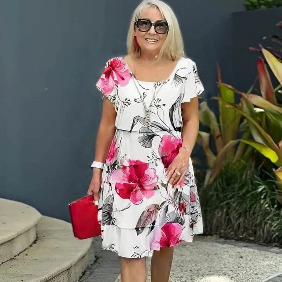 Vestido cascada estampado floral multiplanta